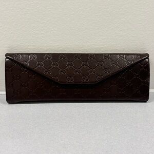 GUCCI trifold hard shell eyeglass case brown monogrammed luxury glasses case